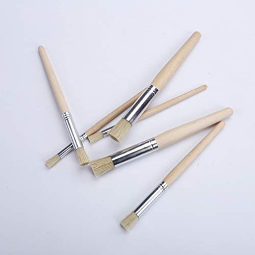 Healifty 6pcs pincel redondo mango de madera herramienta de principiante profesional de diferentes tamaños para pintura al óleo de acuarela acrílica