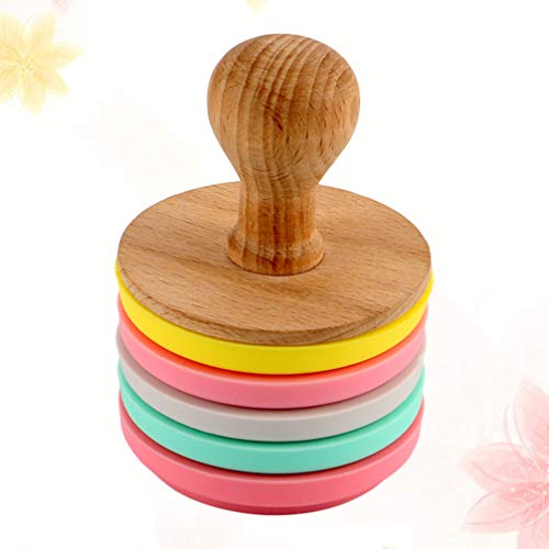 Hemoton 10pcs sellos de galletas mango de madera -silicone prensa de mano sellos de galletas de bricolaje impresiones de galletas moldes para pasteles para la decoración de hornear