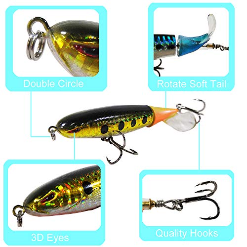 hengtaiwei 3 Piezas Señuelos de hundimiento - Coloridos señuelos de Metal de simulación de Pesca Señuelo, 10cm 13g Artificiales for la Pesca Cebo Duro 3D Ojos Plopper Suave