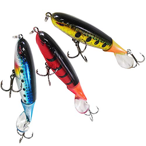 hengtaiwei 3 Piezas Señuelos de hundimiento - Coloridos señuelos de Metal de simulación de Pesca Señuelo, 10cm 13g Artificiales for la Pesca Cebo Duro 3D Ojos Plopper Suave