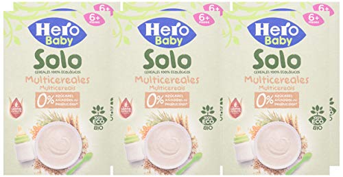 Hero Baby Solo Multicereales Papilla procedente de Agricultura Ecológica Pack de 6 x 300 g