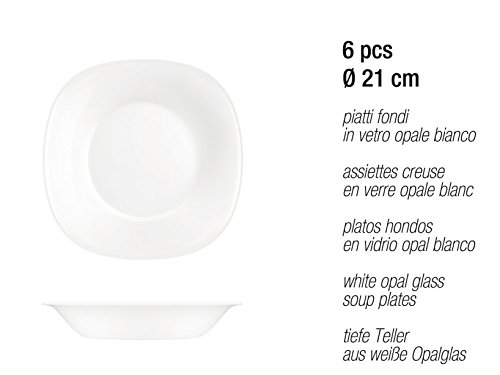 H&H Black&White - Vajilla de 18 piezas, cristal opalino, blanco/negro