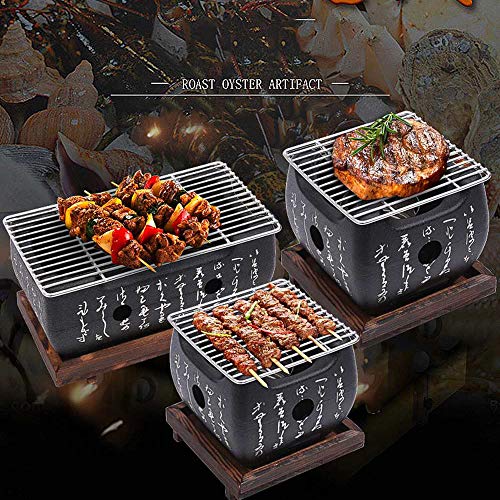 HHHY - Barbacoa de Mesa Tradicional Japonesa Hibachi, Parrilla portátil de carbón Vegetal con Bandeja Antiadherente