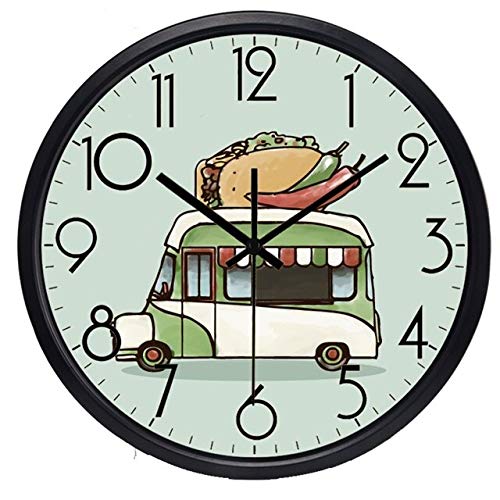 HIDFQY Reloj de Pared Cocina Pizza Perro Hamburguesa Helado 10 Pulgadas b28b maquinaria de Cuarzo Tamaño Grande, Fácil de Montar, para el Hogar, Oficina, Decoración de Pared del Hotel