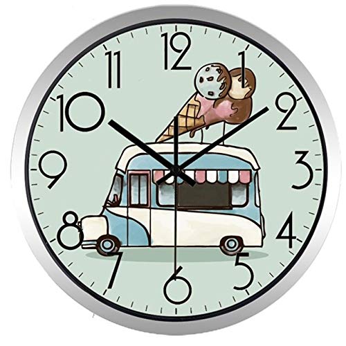 HIDFQY Reloj de Pared Pizza Perro Hamburguesa Helado 12 Pulgadas b26s maquinaria de Cuarzo Tamaño Grande, Fácil de Montar, para el Hogar, Oficina, Decoración de Pared del Hotel