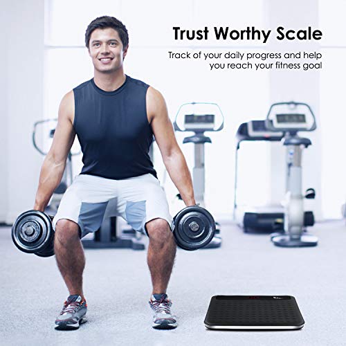 Himaly Báscula de baño Antideslizante, Digital de Alta Medición Precisa 180kg / 400lbs, Pantalla LCD digital de gran área, (Negro) (Tipo 1)