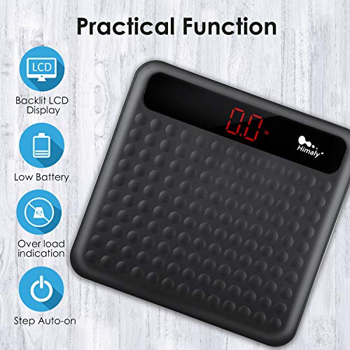 Himaly Báscula de baño Antideslizante, Digital de Alta Medición Precisa 180kg / 400lbs, Pantalla LCD digital de gran área, (Negro) (Tipo 1)