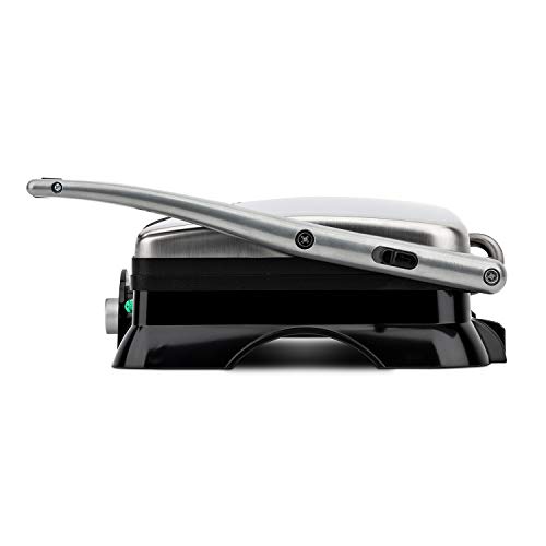 H.Koenig GR20 Parrilla Eléctrica, Grill y Sandwichera, 2000 W, Temperatura hasta 230º, Revestimiento Antiadherente, Apertura 180º, Dimensiones 29.7 x 23 cm, Acero Inoxidable, Gris