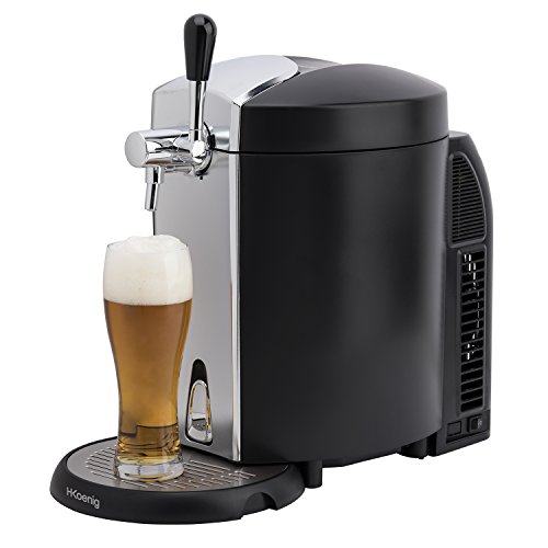 H.Koenig Tirador de Cerveza Compatible con Barriles Presurizados, 5 litros, 65 W, 5k g, Acero Inoxidable, Negro, Gris BW1778