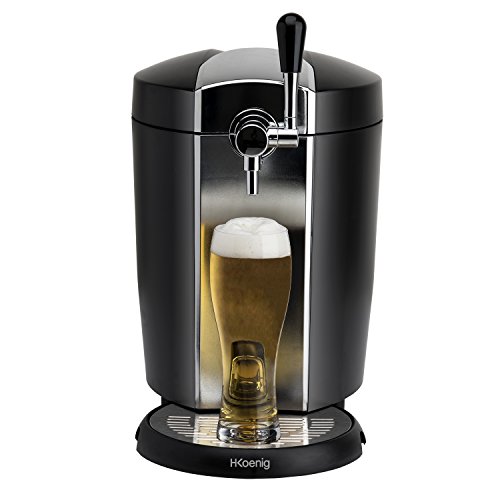 H.Koenig Tirador de Cerveza Compatible con Barriles Presurizados, 5 litros, 65 W, 5k g, Acero Inoxidable, Negro, Gris BW1778