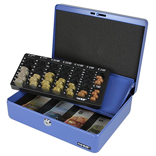 HMF 100155 Caja de caudales, bandeja para contar monedas 30,0 x 24,0 x 9,0 cm azul