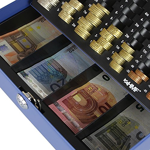 HMF 100155 Caja de caudales, bandeja para contar monedas 30,0 x 24,0 x 9,0 cm azul