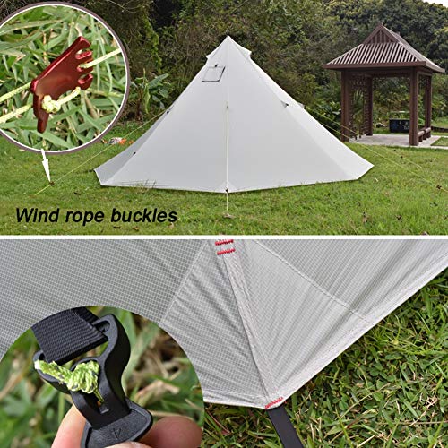 HMLIGHT 3-4 Persona Ultraligero Acampar al Aire Libre Tienda de los Indios 20D Silnylon Pirámide Estufa de Madera Carpa sin vástago Tienda de campaña Plegable Tiendas de campaña