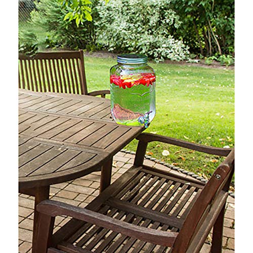 Hogar y Mas Dispensador de Bebidas 4 litros, Tarro de Cristal con Grifo. Dispensador Cristal Bebida Grifo 26x13 cm
