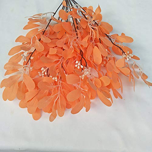 Hoja de Cacahuete simulación Flor decoración Hoja Verde decoración Suave Bonsai Pared de Fondo Verde 54cm Naranja