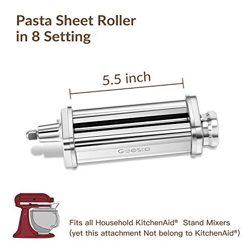 Hojas de rodillo de pasta para mezclador KitchenAid Herramientas caseras de acero inoxidable Pasta fresca perfecta para ravioli, albóndigas, lasaña, tortilla
