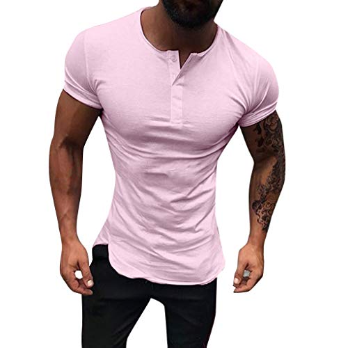 Hombre Manga Corta,YanHoo Hombre Camisetas Deporte Ropa Deportiva Camisa Verano Moda para Verano Moda para Hombre Casual Color Algodón O-Cuello de impresión de Manga Corta Top Blusa