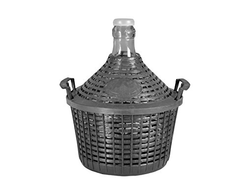HOME Damajuana con Cesta, Vidrio/Plástico, Beis, 25 litros
