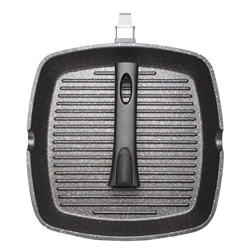 Home Icon Grill asador con Rayas de Granito de Cobre de 29 cm Mango extraíble, Compatible con inducción, Gas y Electricidad, Revestimiento Antiadherente Whitford, Apta para Horno