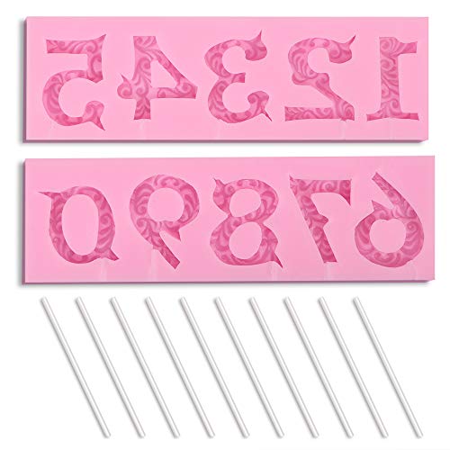 HomEdge - Molde de silicona para números 3D, para decoración de tartas, decoración de tartas, apto para aniversario