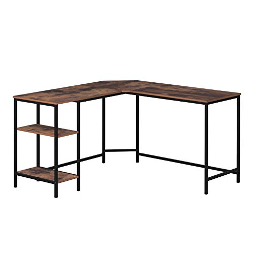 Homfa Mesa de Escritorio Mesa para Ordenador en Forma de L Escritorio Esquina para Oficina Estudio de Estilo Industrial Vintage