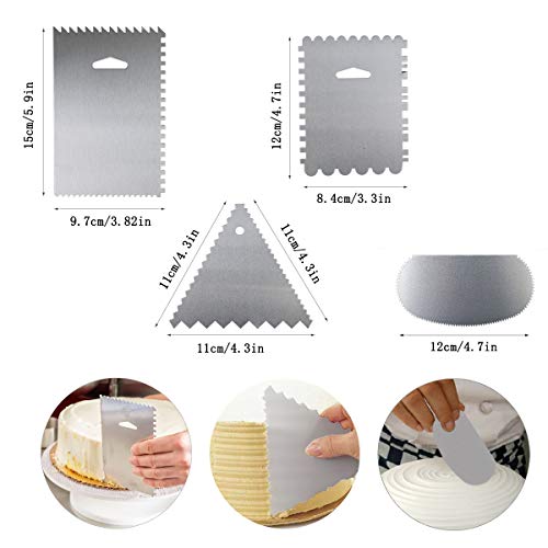 HONGXIN-SHOP Plato de Pastel Giratorio Redondo Antideslizante 28cm Torta Giratoria DIY Decoración de Pasteles con 2 Espátula de Glaseado 4 Paletas para Alisar para Decorar Tartas Horneadas
