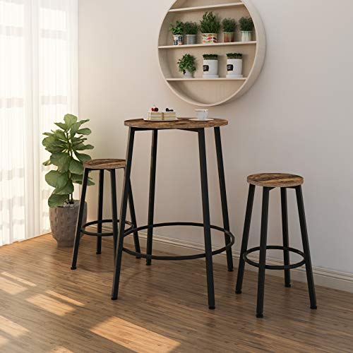 HOOBRO Mesa Alta de Bar, Mesa Redonda para Comedor, Cocina o Sala de Estar, 92 cm de Altura, Estructura Metálica, Fácil Montaje, Pies Ajustables, Diseño Industrial, Marrón Rústico EBF59BT01