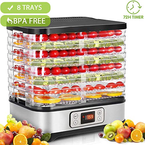 Hopekings Deshidratador de Alimentos 8 Pisos Bandejas, Deshidratador de Frutas y Verduras 400W con Temporizador 72H y Temperatura ajustable,Pantalla LCD,sin BPA