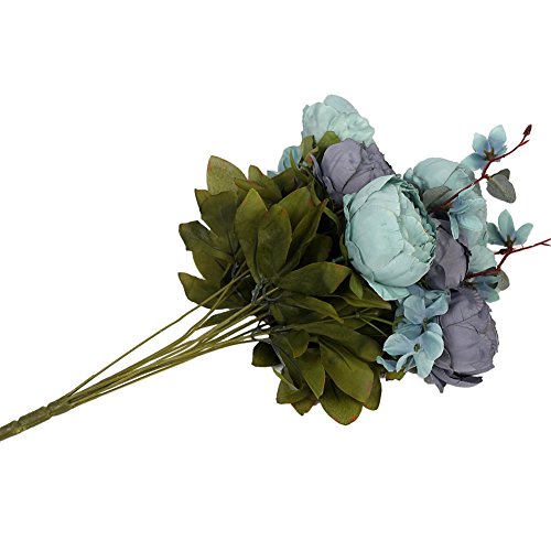 Houda - Ramo de flores de peonia artificiales vintage para decoración de hogar y bodas