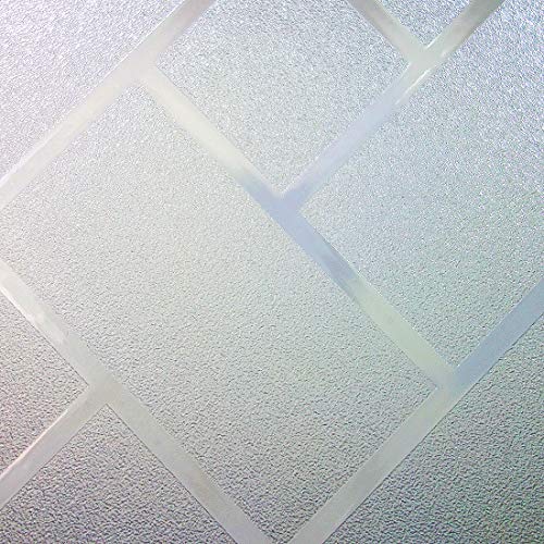 Housolution 2D Pegatinas de Ventana, Adhesivo con Electricida Estática Pegatina Privacidad de Ventana del PVC para Cristal Pelicula Decorativa Electrostática, Enrejado Oblicuo(200 x46 cm)