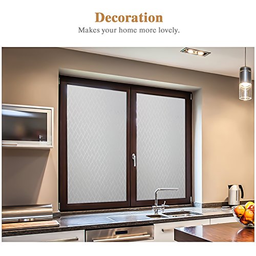 Housolution 2D Pegatinas de Ventana, Adhesivo con Electricida Estática Pegatina Privacidad de Ventana del PVC para Cristal Pelicula Decorativa Electrostática, Enrejado Oblicuo(200 x46 cm)