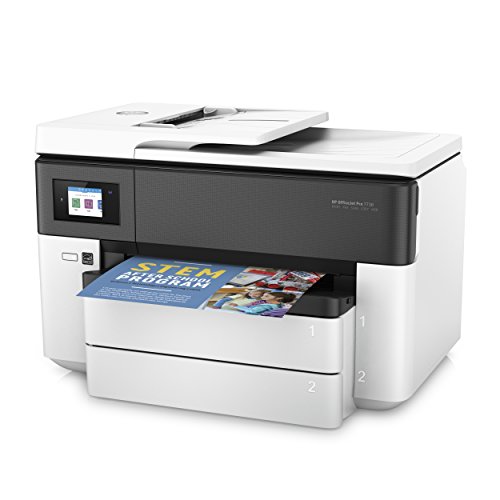 HP Officejet Pro 7730 – Impresora multifunción de formato ancho (impresión A3 y A4, pantalla táctil en color, memoria 512 MB, AAD de 35 hojas, doble cara, fax, AirPrint, bandeja extra), color blanco