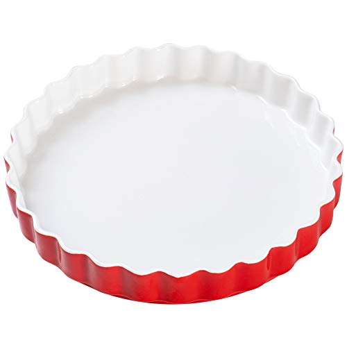 HUAFA Molde para Tartas Cerámica Bandejas para Hornear ideal para Lasaña Pastel Cazuela Tapas,Ø 28 cm,1.35L (Cereza)