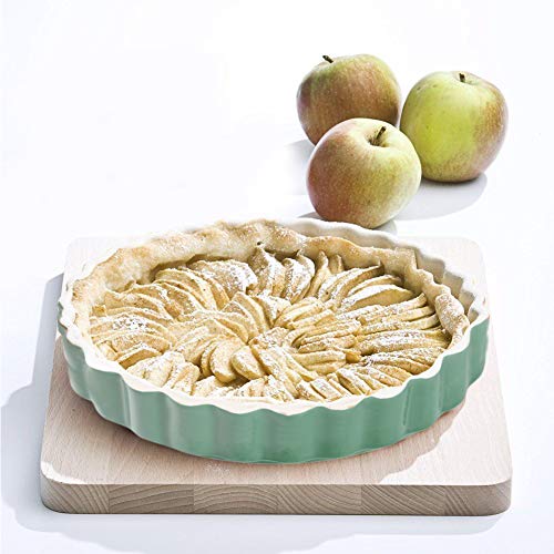 HUAFA Molde para Tartas Cerámica Bandejas para Hornear ideal para Lasaña Pastel Cazuela Tapas,Ø 28 cm,1.35L (Verde claro)