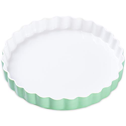 HUAFA Molde para Tartas Cerámica Bandejas para Hornear ideal para Lasaña Pastel Cazuela Tapas,Ø 28 cm,1.35L (Verde claro)