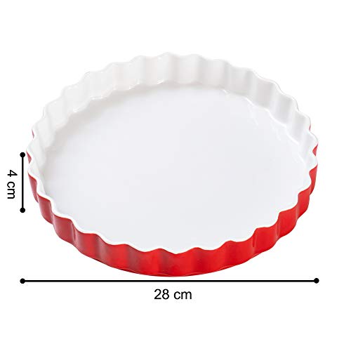 HUAFA Molde para Tartas Cerámica Bandejas para Hornear ideal para Lasaña Pastel Cazuela Tapas,Ø 28 cm,1.35L (Verde claro)