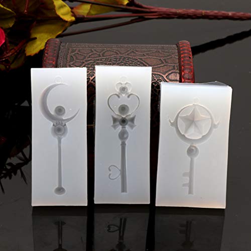 Huafi 3 Piezas mágica Varita de Silicona Forma de Llave Estrella Luna Forma de corazón Stick Forma Joyas DIY