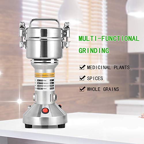 HUKOER Molinillo de granos portátil, 150 g Capacidad 220 V Molino de cereales de hierbas de grano de especias Molino, Máquina de molienda de alta velocidad de 3 cuchillas Procesadora de alimentos
