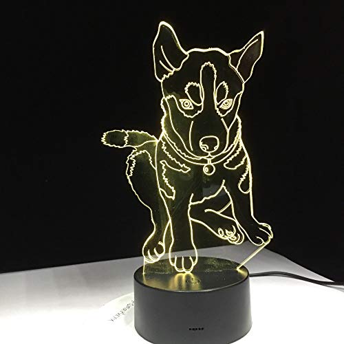 Husky Dog ​​Light Color Lighting niños mesita de Noche Sala de Dormir Mesa Escritorio Forma conversión Noche luz decoración Regalo