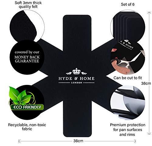 HYDE & HOME - Juego de 6 protectores para ollas y sartenes, a prueba de arañazos, 38 cm