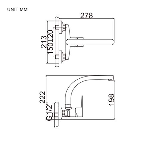Ibergrif M16357 Star, Cocina de Pared, Grifo para Fregadero Monomando, Cromo, Plata