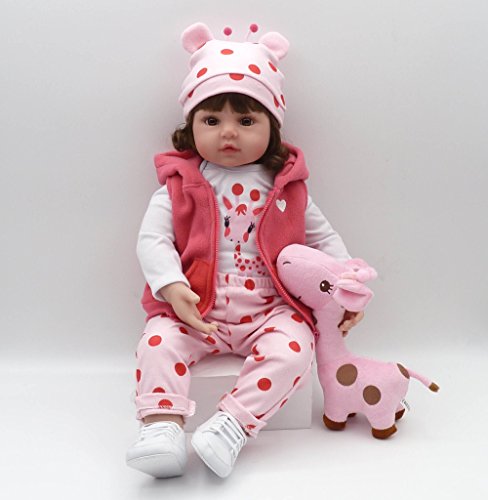 iCradle 24 Pulgadas 61cm Reborn Baby Doll Niña Realista Muñeca de Silicona Bebe Reborn Toddler Vinilo Juguete Regalo (18"/45cm)