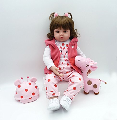 iCradle 24 Pulgadas 61cm Reborn Baby Doll Niña Realista Muñeca de Silicona Bebe Reborn Toddler Vinilo Juguete Regalo (18"/45cm)