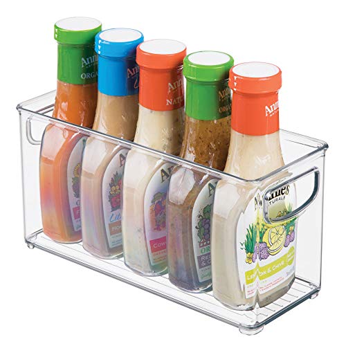 iDesign Caja transparente para el frigorífico, organizador de cocina pequeño y profundo de plástico, organizador de nevera con asas y sin tapa, transparente