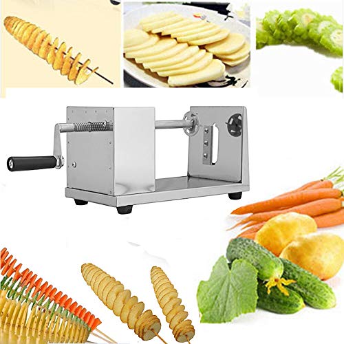 Iglobalbuy Acero Inoxidable Cortador de Patatas Manual Rizado Chips de Patata Vegetal Espiral Twister Cortador Máquina