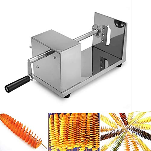 Iglobalbuy Acero Inoxidable Cortador de Patatas Manual Rizado Chips de Patata Vegetal Espiral Twister Cortador Máquina