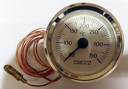 IMIT Termómetro para Horno de leña con Bulbo y capilar de 1 Metro, Escala de +50ºC a 350ºC