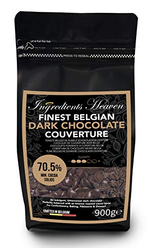 Ingredients Heaven - 70,5% Cobertura de Chocolate Negro Belga - Finest Belgian Dark Chocolate Couverture - 900g