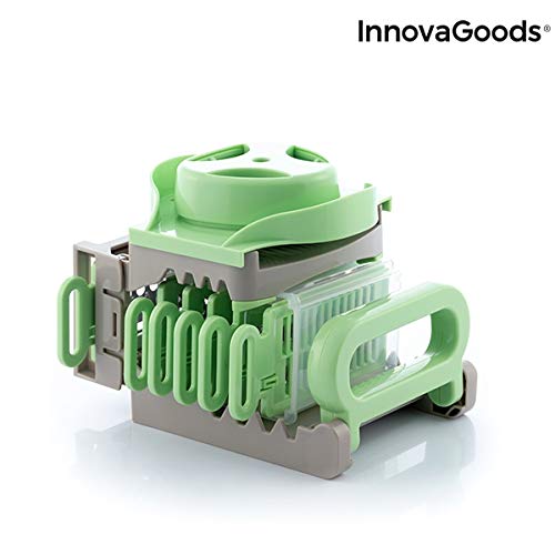InnovaGoods Mandolina-Rallador Plegable 6 en 1 Choppie, Verde Y Gris, 14,5 x 14 x 16 cm