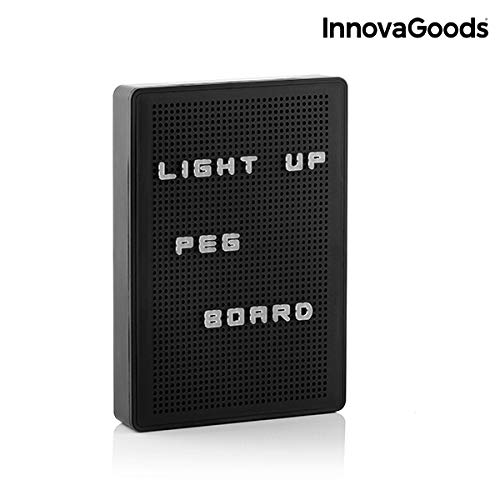 InnovaGoods Pizarra Perforada para Insertar Letras LED, Negro
